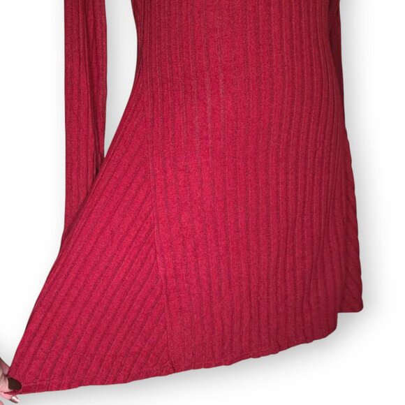 HALARA Ribbed Knit Mock Neck / Stand Collar A-Line Long Sleeve Mini Dress NWT - Picture 12 of 14